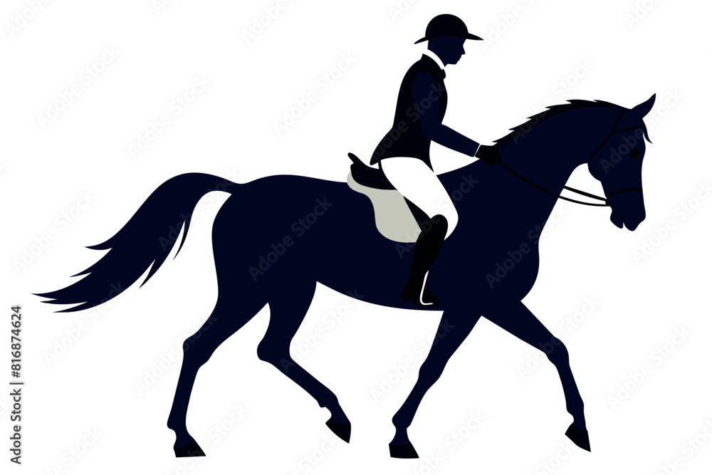 Wall mural equestrian sport. A jockey on a horse strolling. A gentleman's game