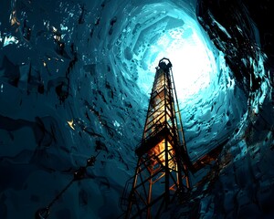 Underground Drilling Visualized Abstract Perspective of Drilling Fluid in Motion