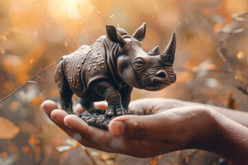 miniature Rhinoceros on hand