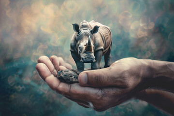 miniature Rhinoceros on hand