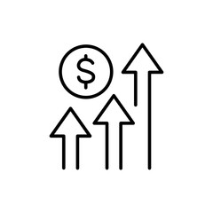 Growth stock outline icons, minimalist vector illustration ,simple transparent graphic element .Isolated on white background