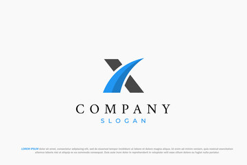 logo letter x blue wave business abstract