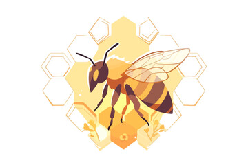 Honey Bee with Honeycomb Background