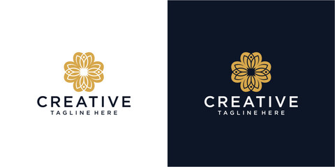 Luxury flower logo design template.