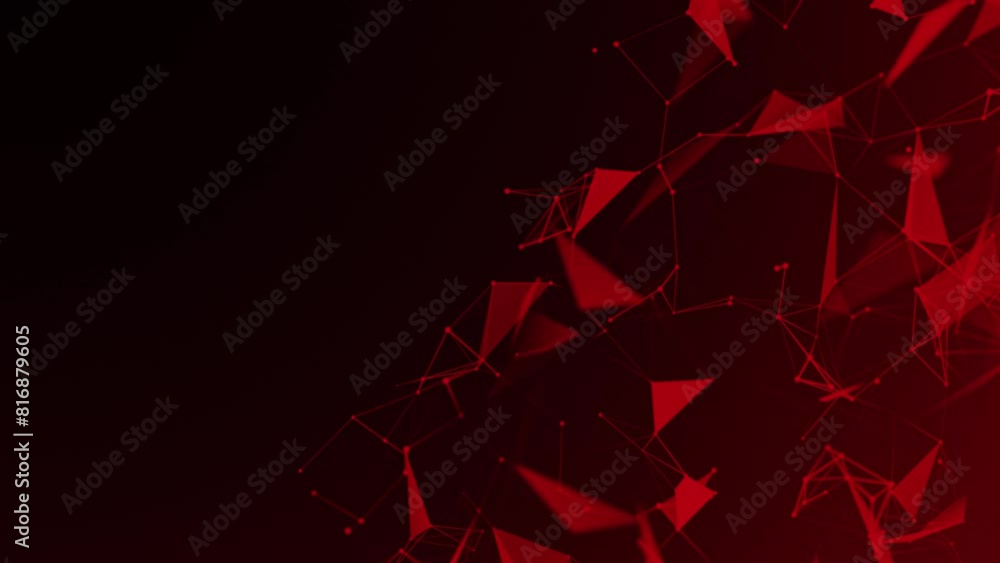 Poster Abstract digital connection moving dots and lines. Technology background. Network connection structure. Colored polygonal space. 3d. Futuristic 4k animation.