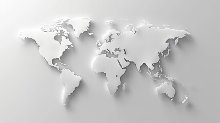 paper cut style world map, white background