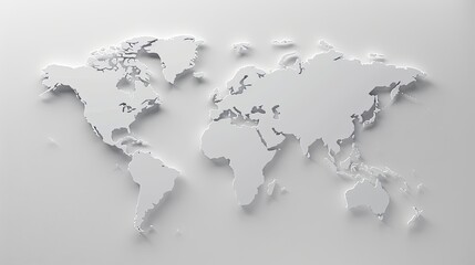 paper cut style world map, white background