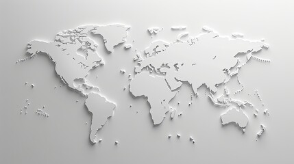 paper cut style world map, white background