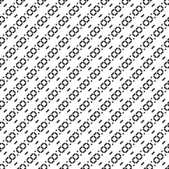 Fototapeta premium Seamless pattern. Diagonal lines, rectangles, diamonds ornament. Slanted dashes, squares, figures background. Stripes, rhombuses, forms motif. backdrop. Tilted strokes, shapes, dots wallpaper. Vector