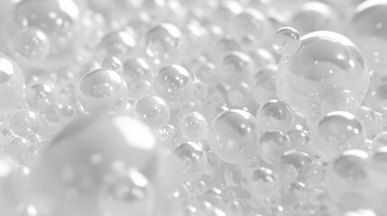 Render of abstract white bubbles in 3D, 4K seamless loop
