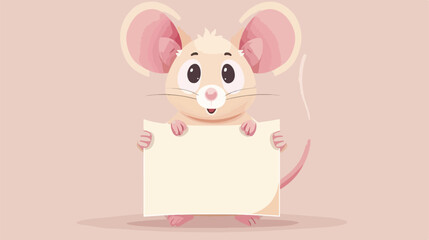 Cute rat mouse Chinese with holding a blank sign vector