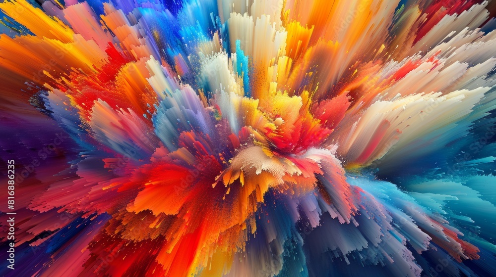 Poster energetic abstract background showcasing a burst of vibrant hues and patterns