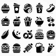Fototapeta premium food icon set silhouette vector illustration white background