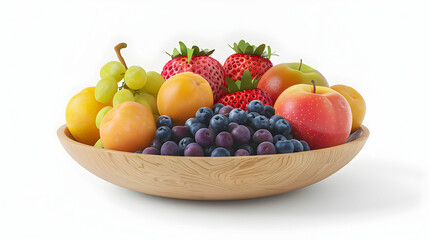 3D Flat Cartoon Style Fruit Bowl Isolated on White Background   Stylish Home Decor Kitchen Concept Promoting Healthy Living for Kitchen, Dining Room, and Lifestyle Content