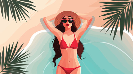 Cute woman with bikini style vector design illustration