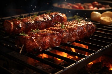 Grilled beef steaks with rosemary and spices