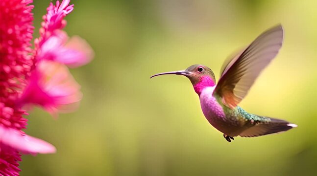 Slow Motion Extreme Close-Up of a Crimson Topaz Gorget Hummingbird Hovering in Exquisite Detail