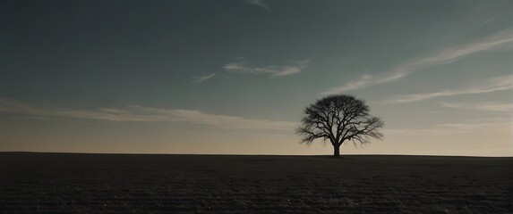tree in a field at sunset generated by AI