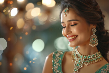Young beautiful Indian woman wearing jewelry