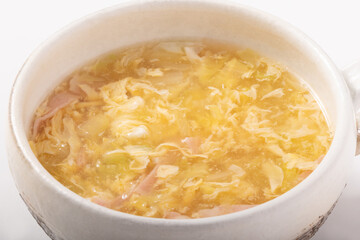 白菜とベーコンのあんかけ卵スープ