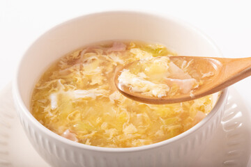 白菜とベーコンのあんかけ卵スープ