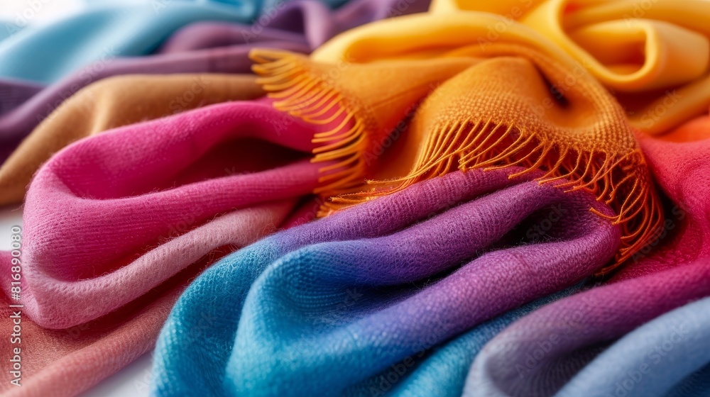 Poster a colorful array of scarves with different colors and patterns