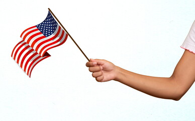 hand holding flag america