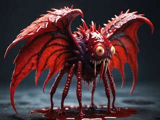 3d illustration of a red monster with a big red eyes