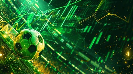 Vibrant soccer ball against a digital betting odds background for a sports banner