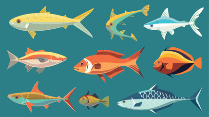 Fish cut to pieces flat style vector design illustration