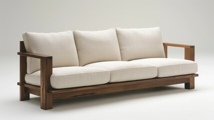 A brown couch with three white pillows on it