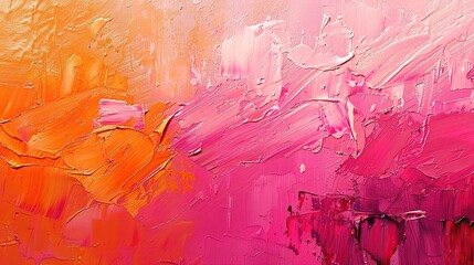 Abstract background of rough pink-orange art painting texture, with oil acrylic brushstrokes