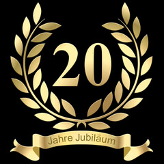 Laurels For the 20th anniversary with text in German	