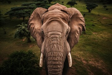 Fototapeta premium Majestic African Elephant Roaming Freely in Natural Habitat