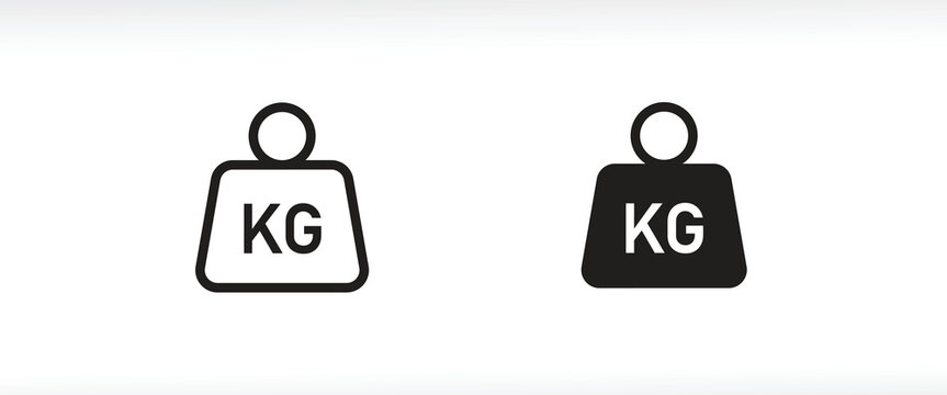 Weight heavy kg icon. Dumbbell Simple KG kilogram Scale. Heavy mass for exercise element Gym business line and flat icons set, editable stroke isolated on white, linear vector outline illustration