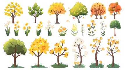 Vibrant Autumn Foliage Landscape with Diverse Trees and Changing Leaves in Various Colors