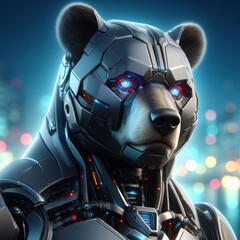 Cyborg bear robot - Futuristic animal robot - Science fiction concept