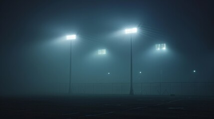 Dramatic stadium lights with fog for sports or event backgrounds