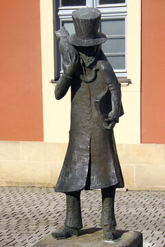 Bamberg, Germany - May 12, 2024: Monument to Ernst Theodor Amadeus Hoffmann, a German Romantic author of fantasy and Gothic horror, a jurist, composer, music critic and artist.