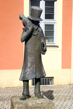 Bamberg, Germany - May 12, 2024: Monument to Ernst Theodor Amadeus Hoffmann, a German Romantic author of fantasy and Gothic horror, a jurist, composer, music critic and artist.