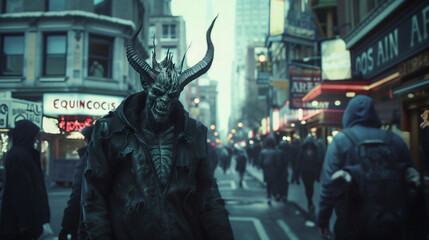 Demonio caminando en la calle hecho con inteligencia artificial