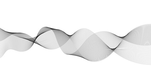 Seamless wavy curve lines on transparent background. Flowing wave future technology concept. Business, voice, sound, music, poster, banner background.