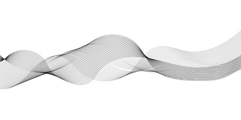 Seamless wavy curve lines on transparent background. Flowing wave future technology concept. Business, voice, sound, music, poster, banner background.