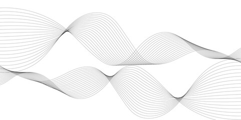 Seamless wavy curve lines on transparent background. Flowing wave future technology concept. Business, voice, sound, music, poster, banner background.