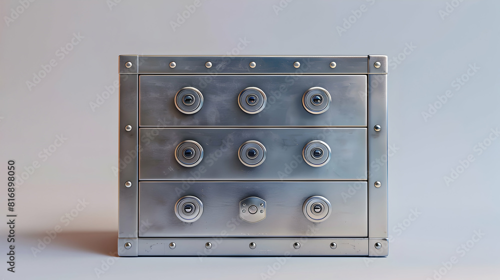 Poster secure safe deposit box concept for financial protection and security ideal for banking and security
