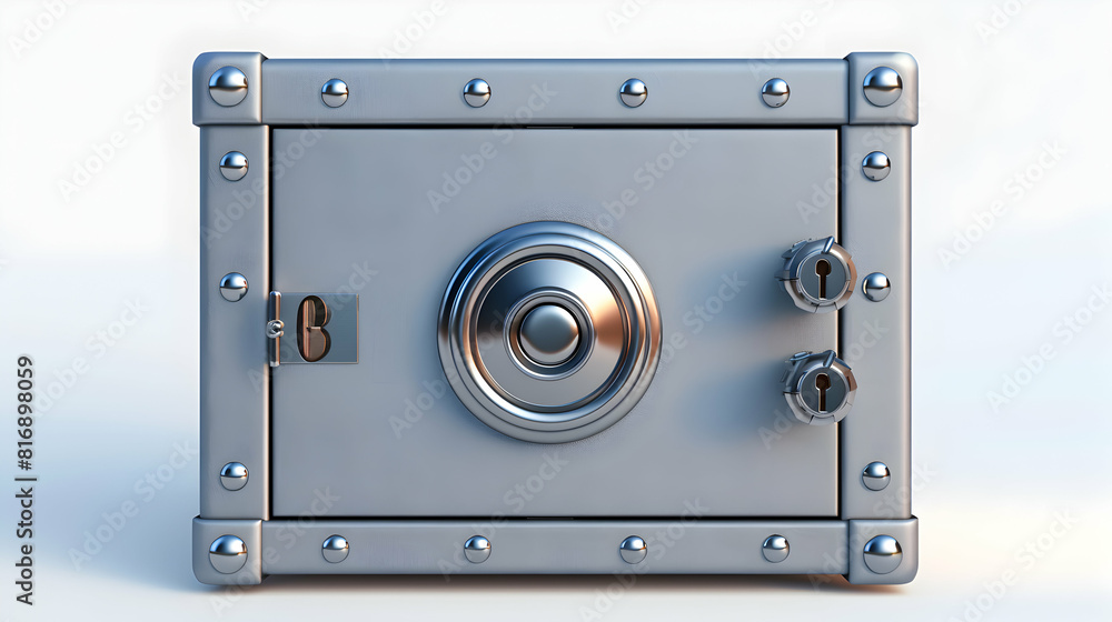 Poster secure safe on white background symbolizing financial protection and management. ideal for banking a