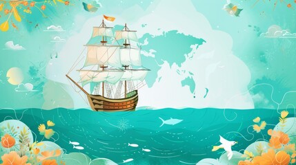 World maritime day vector with copy space