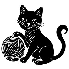 black cat with a ball