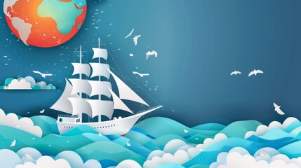 Naklejka premium World maritime day vector with copy space