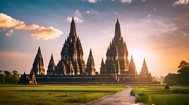 Embracing the Sunset Splendor of Prambanan Temple, Java's Majestic Hindu Gem